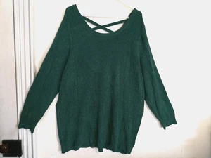Torrid Womens Sweater 4 Plus 4X Green Criss Cross Knit Tunic Long Sleeve Office - Picture 1 of 6