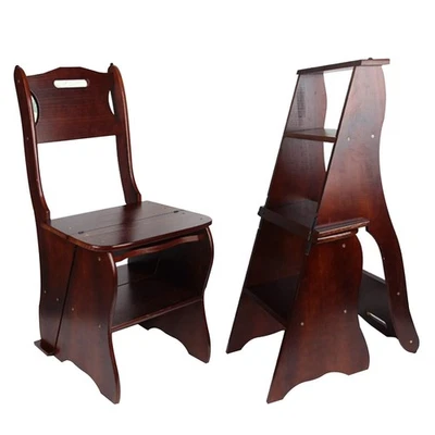 Wooden Folding Library Ladder Chair2 in 1 Lightweight Portable Multifunctiona... - Image 1 of 4