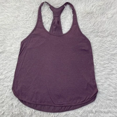 Camisa sin mangas Lululemon para mujer L púrpura a rayas 105 F camiseta sin mangas correr gimnasio yoga Foto 1 de 4