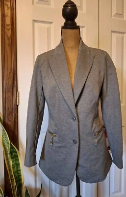DG2 Diane Gilman Gray 2 Button Blazer Jacket Zippered Pockets Size S NWT Lined - Image 1 of 4