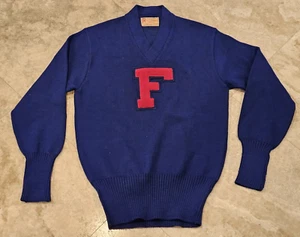 Rare Early 1900's Whiting Letterman's VARSITY SWEATER-Chenille F Letter Patch - Picture 1 of 15