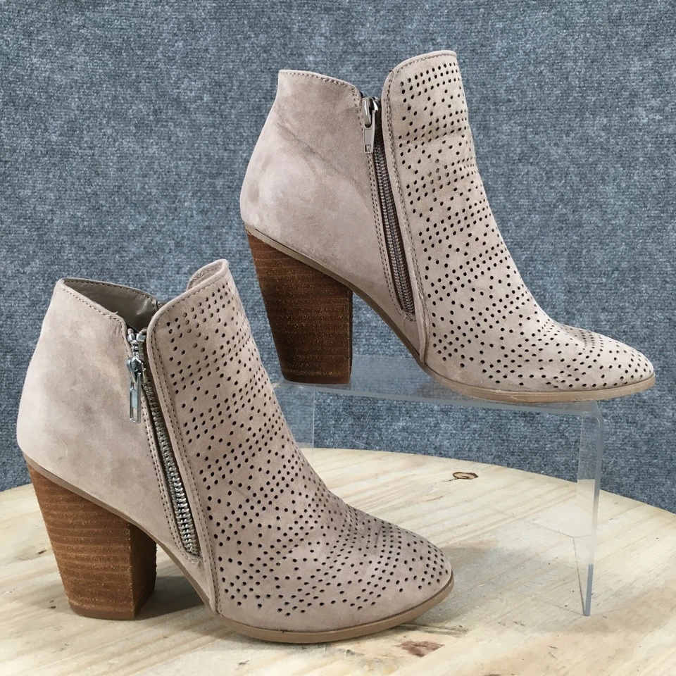 Carlos Santana Botas Mujer 7.5 M Hacey Perf Cremallera Botín Gris Tela Tacones Foto 1 de 4