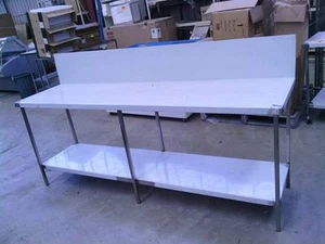 STAINLESS STEEL 2300x600x900mm GRADE 304 COMMERCIAL BENCH WITH 300mm SPLASH BACK - Picture 1 of 7