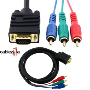 VGA TO 3 RCA Cable Component AV TV Out Adapter Converter PC Video SVGA Cord 12FT