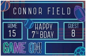Birthday Baller Personalized Stadium Scoreboard Sign Football Party Banner - Picture 1 of 1