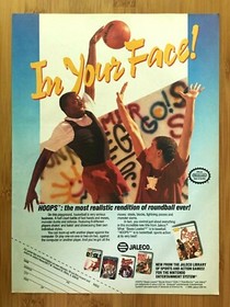Hoops NES Nintendo 1989 Vintage Print Ad/Poster Authentic Basketball Game Art