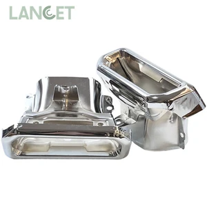 2PC Silver Left & Right Exhaust Bezels For 19-23 Chevy Silverado 1500 GMC Sierra - Picture 1 of 6