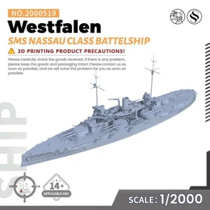 SSMODEL SS2000519 1/2000 Militär Modellbausatz SMS Nassau Class Westfalen Schlachtschiff - Bild 1 von 4