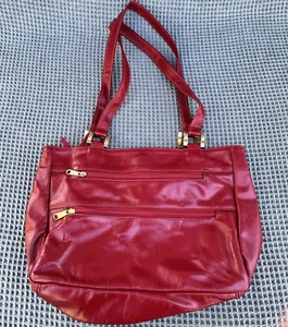 SAS Genuine Leather Handbag Purse Zipper Made In USA Maroon red - Picture 1 of 10