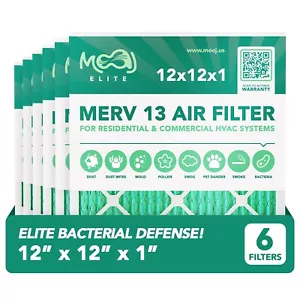 12x12x1 Air Filter 6-Pack | MERV 13 | MOAJ Elite Bacterial Defense | BASED IN US - Picture 1 of 7