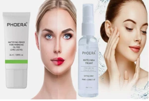 PHOERA Setting Spray & Mattifying Primer Long-Lasting Oil-Free Duo Matte Finish - Picture 1 of 4