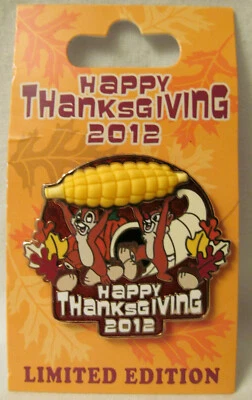 WDW~New Happy Thanksgiving 2012 Chip & Dale carrying Corn Cob 3D Pin # 93185 - Image 1 of 2