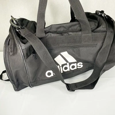 Adidas black white duffel bag women’s men’s athletic workout travel overnight - Image 1 of 3