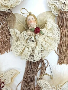 Mariposas aladas de encaje de porcelana de Ángeles, cristal de vidrio, adornos navideños - Imagen 1 de 12