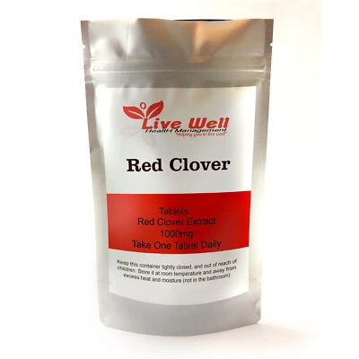 LIVE WELL HEALTH MANAGEMENT Red Clover 1000Mg 60 Tablets For Menopause, Hormone Balance, Hot Flushes -Vegan