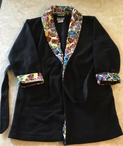 Sleep Wear Bunz Kidz Size 6 Black Robe Attached Tie Elastic Back Comics Boom POW - Picture 1 of 11