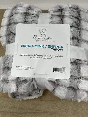 Roya Luxe Reversible Micromink to Faux-Sherpa Tie-Dye Throw 50" x 60" Brown-New - Image 1 of 3