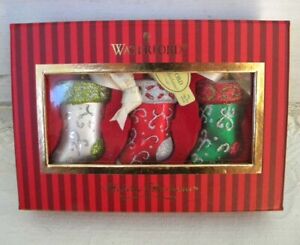 WATERFORD Holiday Heirlooms Stocking Set of 3 Christmas Ornaments in Box