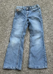 euc MUDD Girl's Boot Cut Blue Denim Faded JEANS Size 7 Adjustable Waist - Picture 1 of 3