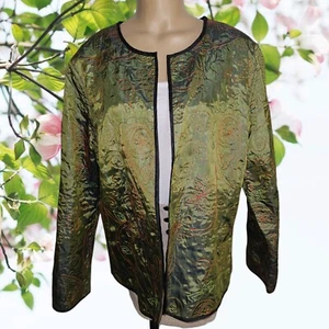 Chicos Chico's Design Metallic Embroidered Reversable Jacket Sz 3 Open Front wt4 - Picture 1 of 10
