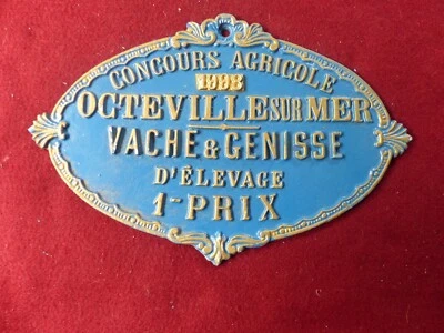 PLAQUE DE CONCOURS AGRICOLE  1998 / octeville sur mer  / 1° prix - Photo 1/2