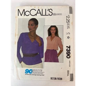 Camicetta moda 7390 McCalls vintage anni 80 modello da cucire facile da cucire 90 minuti taglia small - Foto 1 di 4