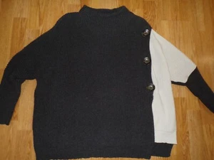 Suéter NEON BUDDHA Gris Gran Tamaño Bloques de Color con Botones Artesanales - Talla PXS - Imagen 1 de 8