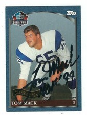 Autographed 1999 Topps Tom Mack Los Angeles Rams card #HOF-4 w/ COA