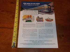 1946 UNION CARBIDE CARBON CORPORATION TRAIN COCA COLA COKE ADVERTISMENT - Picture 1 of 2