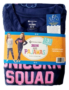 Member's Mark 3 pc Girls Pajamas (2Tops/1Pant)-unicorn-10/12-NWT, Girls Pajama, - Picture 1 of 7