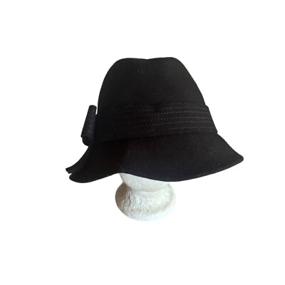 Sombrero Cloche de Lana Negro Gap Pequeño/Mediano S/M Detalle de Lazo Foto 1 de 4