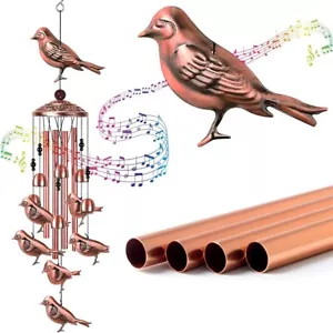 33"Large Bird Metal Wind Chimes Outdoor Garden 4Tubes Bells Home Yard Decor Gift - Picture 1 of 8