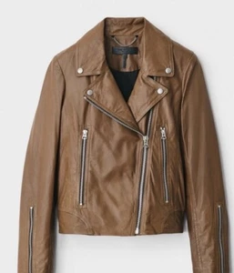 Rag & Bone Women's Olive Green Mack Leather Moto Jacket New Size Small - Picture 1 of 7