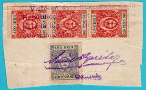 ARGENTINA piece of a document 1923 consular fiscal stamps - Picture 1 of 2