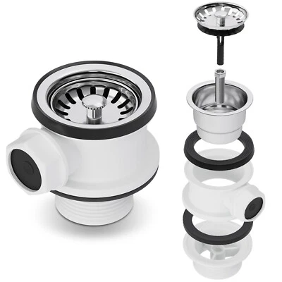 Siebkorbventil Spülenablauf Ø 70 mm Aquade 1 Zoll Siphonanschluss für Spüle - Bild 1 von 4