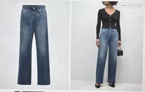 Rag & Bone Lenox Miramar Wide Leg Sweatpant Jeans Large Retail $175 NWT Mid-Rise - Picture 1 of 11