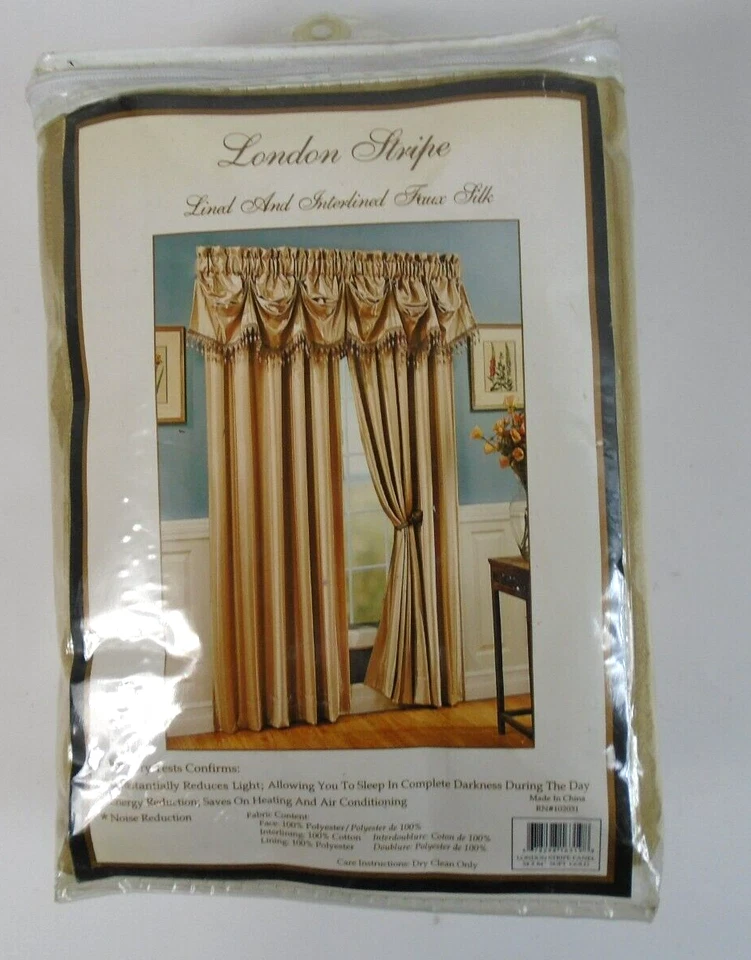 Tira de Londres Suave Dorado Habitación Oscurecimiento 54"x84" Panel de Cortina Varilla Bolsillo/Pestaña Trasera Foto 1 de 4