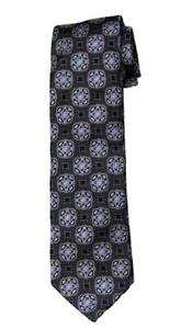 Neu ohne Etikett JOS A BANK italienische Seidenkrawatte Jacquard grau blau weiß schwarz Herren - Bild 1 von 1