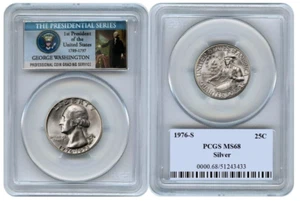 1976 S Silver Washington Quarter 25C PCGS MS68 - Picture 1 of 1