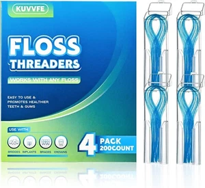 Enhebradores simples de hilo dental 200 unidades para frenos puentes implantes coronas - Imagen 1 de 5