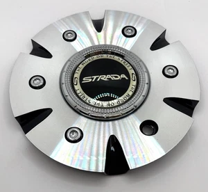 S20 61702295F-3 Strada Black and Silver Wheel Center Cap - Picture 1 of 5