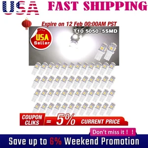 50x White T10 168 194 5050 LED Bulbs Car Interior Dome Map License Lights Uunpqc - Picture 1 of 11