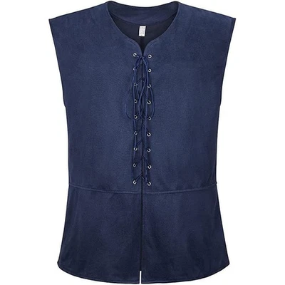 Retro Men Renaissance Period of The Middle Ages Gothic Punk Vest Lace-Up Vest - Image 1 of 4