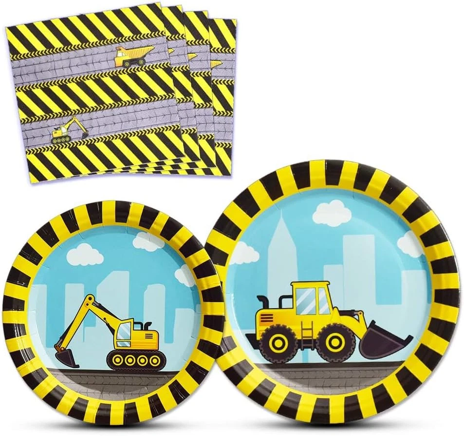 Suministros para fiestas de construcción - Juego de vajilla temática desechable para camión volquete para niño Foto 1 de 4