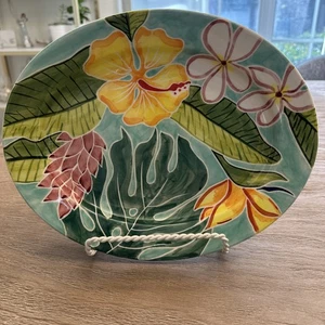Plato para servir de arcilla tropical Hawaii - Colores brillantes - 12,25 X 9,75 - Imagen 1 de 7