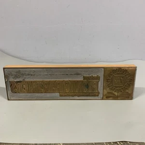 Vintage Druckblock 7up SODA Werbung Holz Rückseite Kupfer Gesicht Flower Power 13" - Bild 1 von 9