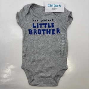 NEWBORN Carter’s Baby The Coolest Little Brother One Piece Bodysuit Gray NEW - Picture 1 of 7