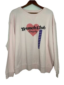 Wildfox Women's XXL Brunch Club Everyday Pink Sweatshirt NWT Crewneck Pullover - Picture 1 of 7