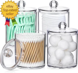 4 Stück Acryl Qtip Halter Spender für Wattestäbchen Bälle Pads - Bild 1 von 4