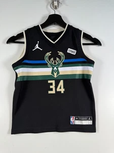 Nike Kids Boys Giannis Antetokounmpo Milwaukee Bucks NBA Jersey Black Sz M 14x18 - Picture 1 of 9